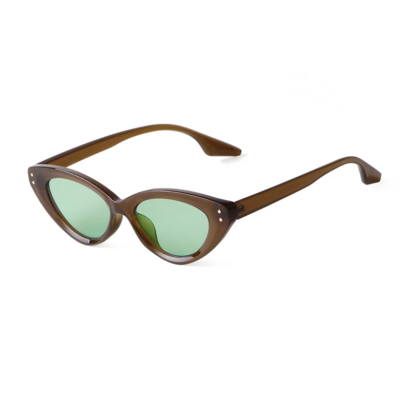 SORVINO Vintage Cat Eye Triangle Rivet Sunglasses Retro Trendy Small Frame Olive Green Sun Glasses Fashion Summer Eyewear UV400