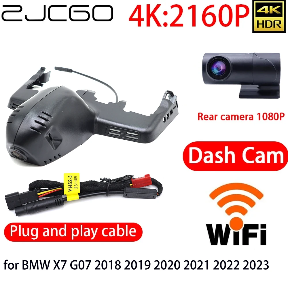 

Автомобильный видеорегистратор ZJCGO 4K, видеорегистратор с Wi-Fi, передняя и задняя камеры, 24-часовой монитор для BMW X7 G07 2018 2019 2020 2021 2022 2023