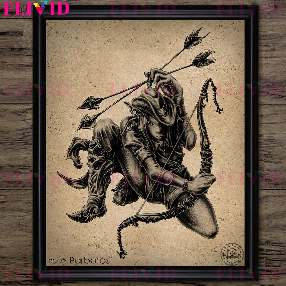 Vintage Gothic Wall Art Canvas: Demons in the Book of Shadows - Pagan Demon Art Poster Print Decor
