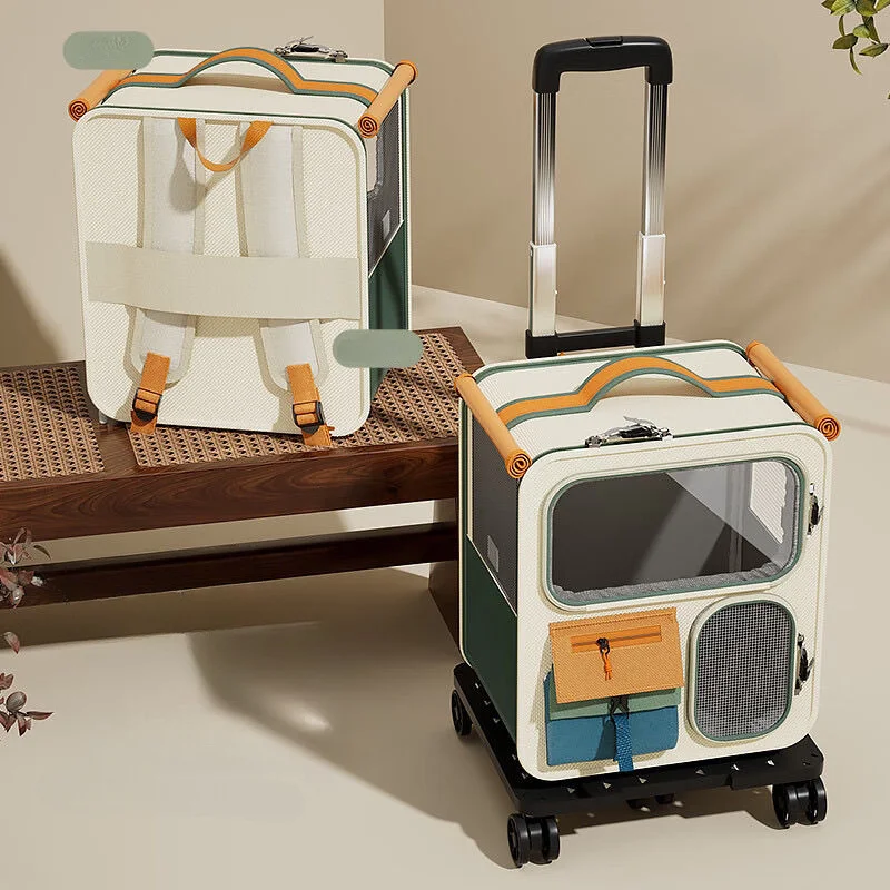 Oxford Cloth Pet Backpack with Zipper, Portable Large Capacity Dog & Cat Travel Carrier Bag with Ventilated Design