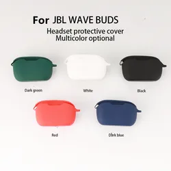 Solid Color Silicone Case for JBL Wave Buds - Soft, Shockproof Earphone Cover (White)