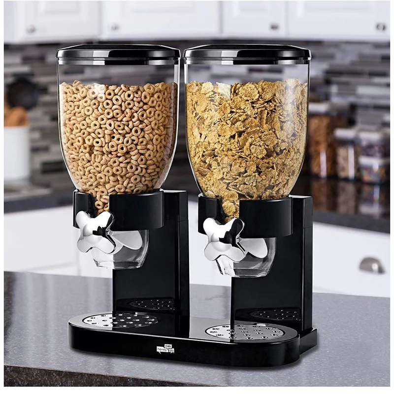 Double Head Cereal Machine Cereal Bucket Food Can Household Daily Use Double Cup Separator Kitchen Gadgets