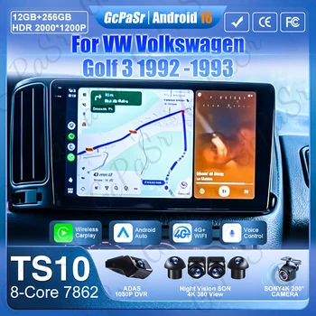 Autoradio Android Auto per VW Volkswagen Golf 3 1992-1993, sistema intelligente per auto con navigazione GPS, Wi-Fi 5G e lettore DVD.