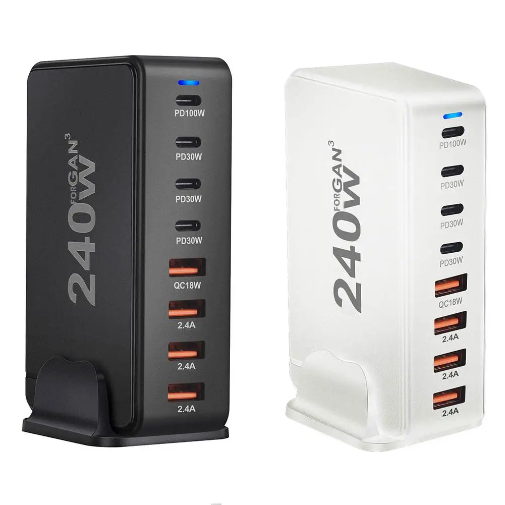 

Зарядное устройство GaN с 8 USB-портами и поддержкой быстрой зарядки, 240 Вт