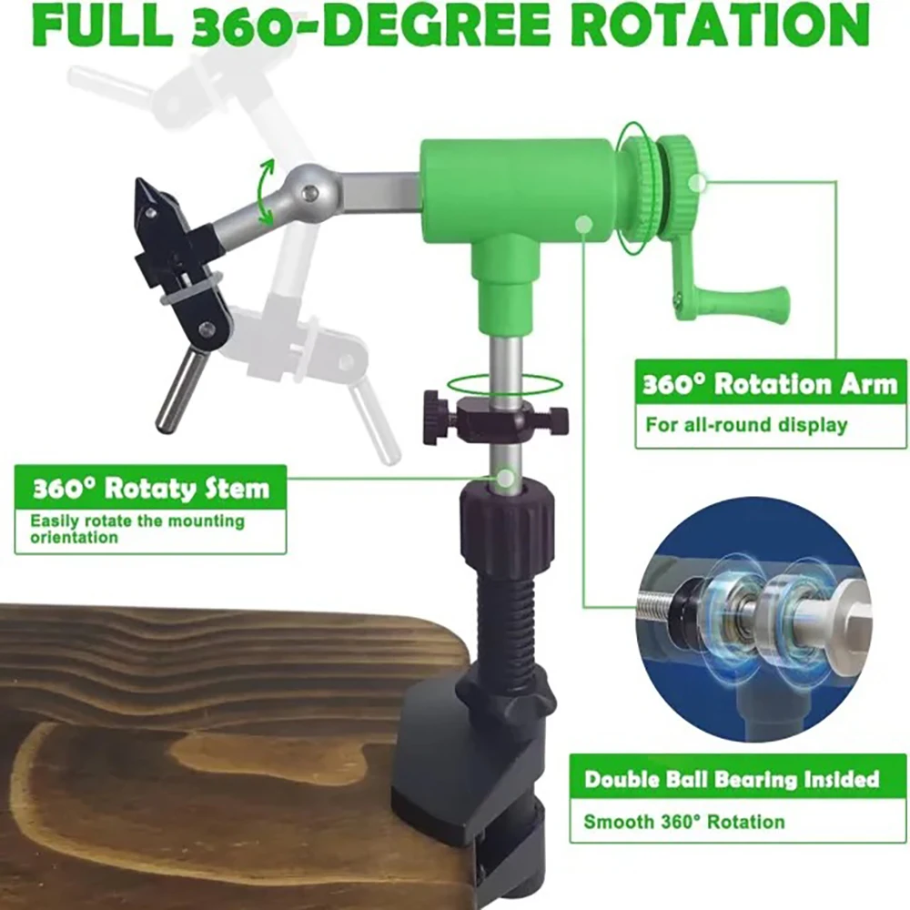 Portable 360° Rotary Fly Tying Vise C-Clamp Aluminum Fly Tying Tool ...