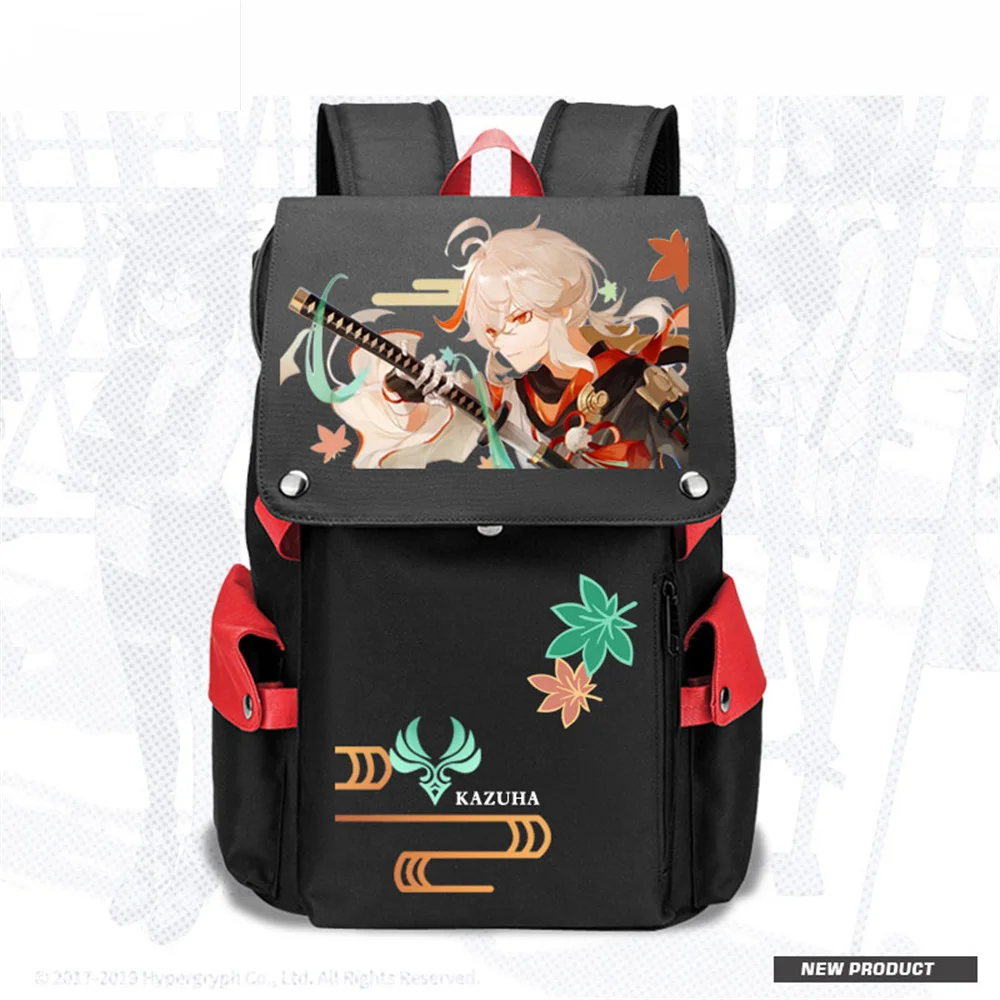

Kazuha Genshin Impact Anime USB Port Bakcpack Bag Students Girls Book Back to School Pink Cosplay Gift