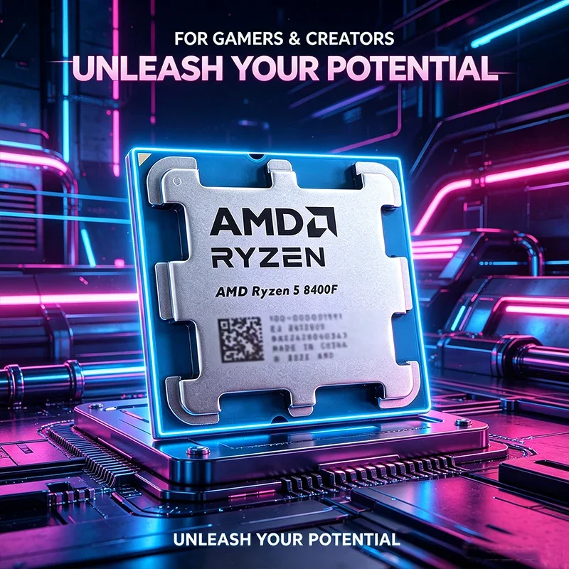 AMD 라이젠 5 8400F R5 8400F Zen4 피닉스 4nm 6코어12스레드 4.2-4.7GHz 16MB L3 언락 CPU DDR5 PCIe4.0 AM5 루즈 트레이 쿨러 미포함