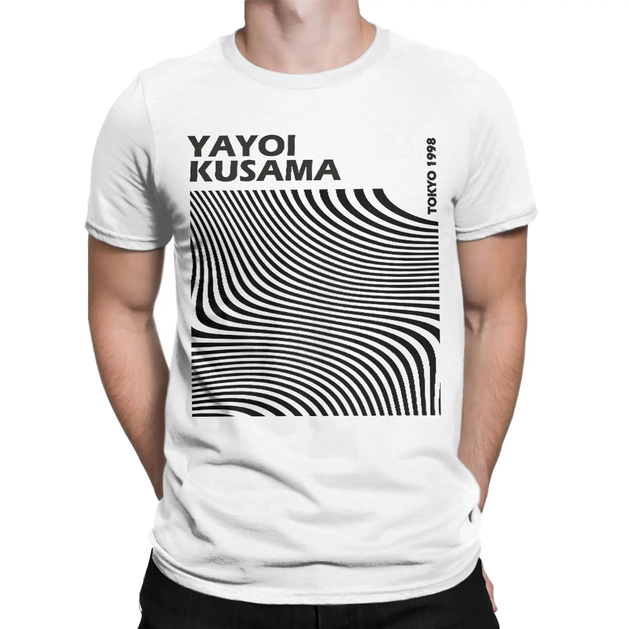 Lustige Yayoi K-Kusama Line Tokyo 1998 T-Shirts für Herren, Rundhalsausschnitt, reine Baumwolle, kurzärmeliges T-Shirt, Sommerkleidung
