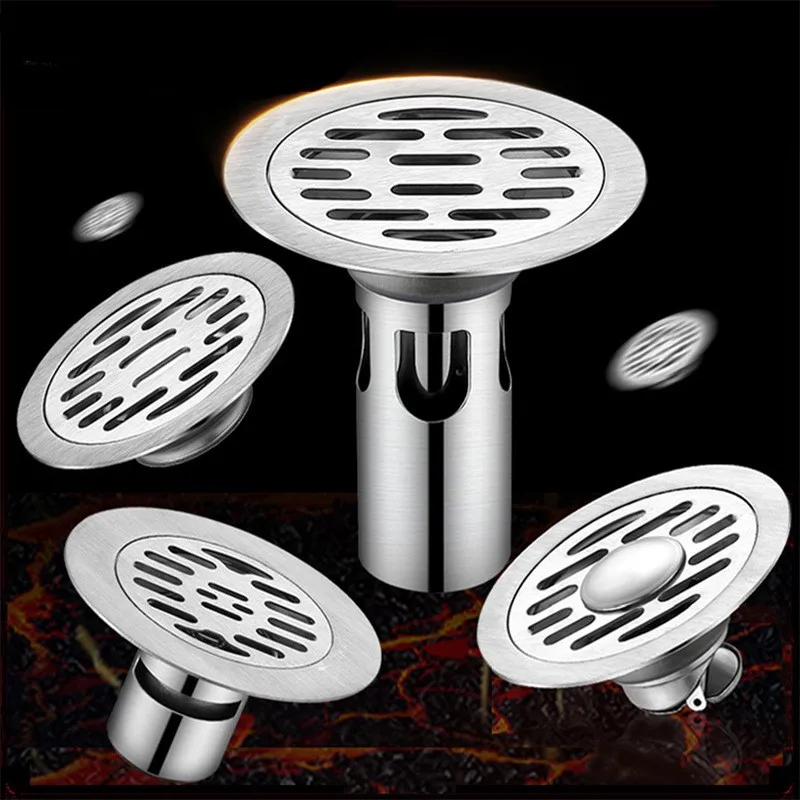 Sffec1a93df6848a288dd908e6274d979R Stainless steel Floor Drains Shower Anti-odor Drainer Bathtub Ground Leakage Hair Catcher Kitchen Bathroom Hardware Accessories Mallzona