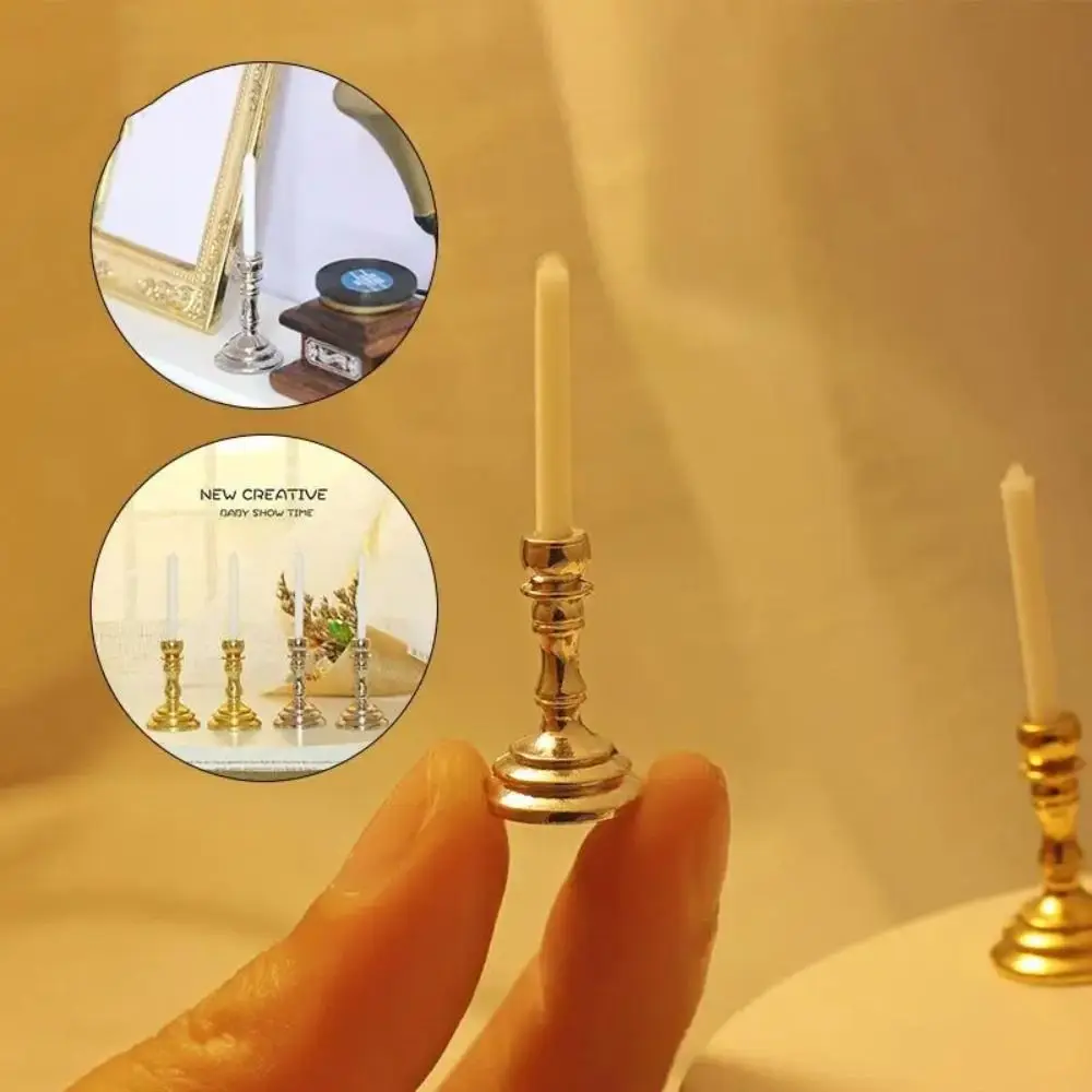 

Synthetic Resin Dollhouse Miniature Candle Holder Resin 1:12 Scale Miniature Candlesticks Mini Cute Candlesticks Furniture Toy