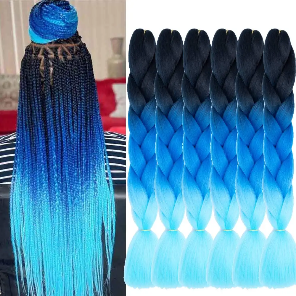 Ombre Jumbo Braiding Hair Extensions 24 Inch 1Pcs High Temperature Synthetic Fiber Hair Extensions for Braiding Box Braids