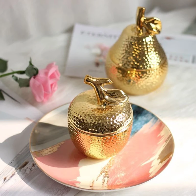 

Apple Sculpture storage box golden pear desktop ornaments Home Furnishing soft decoration