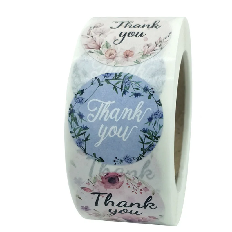 Thank You Stickers Floral Stickers Stationery Stickers Decorative Labels Stickers Self Adhesive Stickers Adhesive Stickers Paper Stickers 50-500pcs 8 styles Thank You Sticker for Seal Labels Round Floral Multi Color Labels Sticker handmade offer Stationery