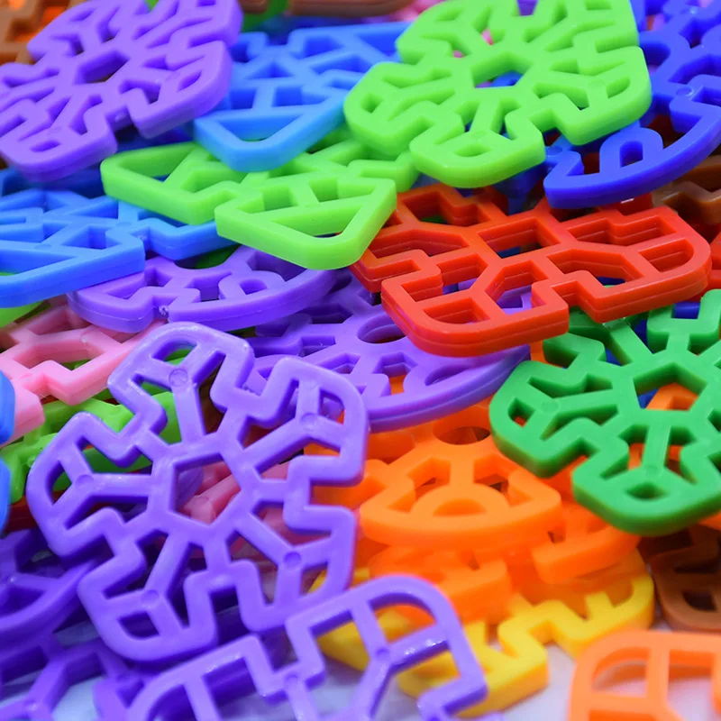 100/50PCS Kids Geometric Snowflake Plastic Building Blocks STEM Construction Interlocking Toyskindergarten Classroom_voghion.com