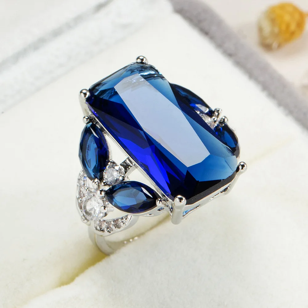 Sapphire Engagement Ring European and American Fashion Horse Eye Ring Jewelry Engagement Rings