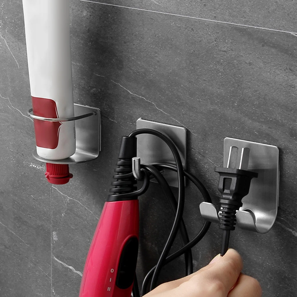 Stainless Steel Bathroom Wall Shaver Shelf Men Shaving Razor Holder Storage Hook Bathroom Nail-free Seamless Rack