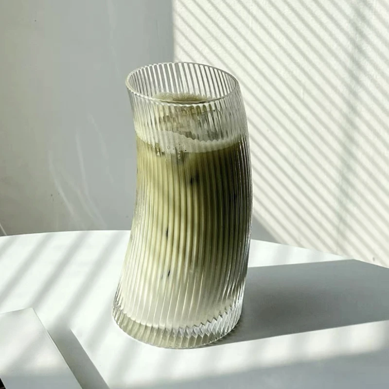 1PC Large Capacity Juice Beverage Cups Fashion Crescent Moon Shaped Glass Cup Cafe Coffee Latte Tea Cold Drink Mugs Drinkware