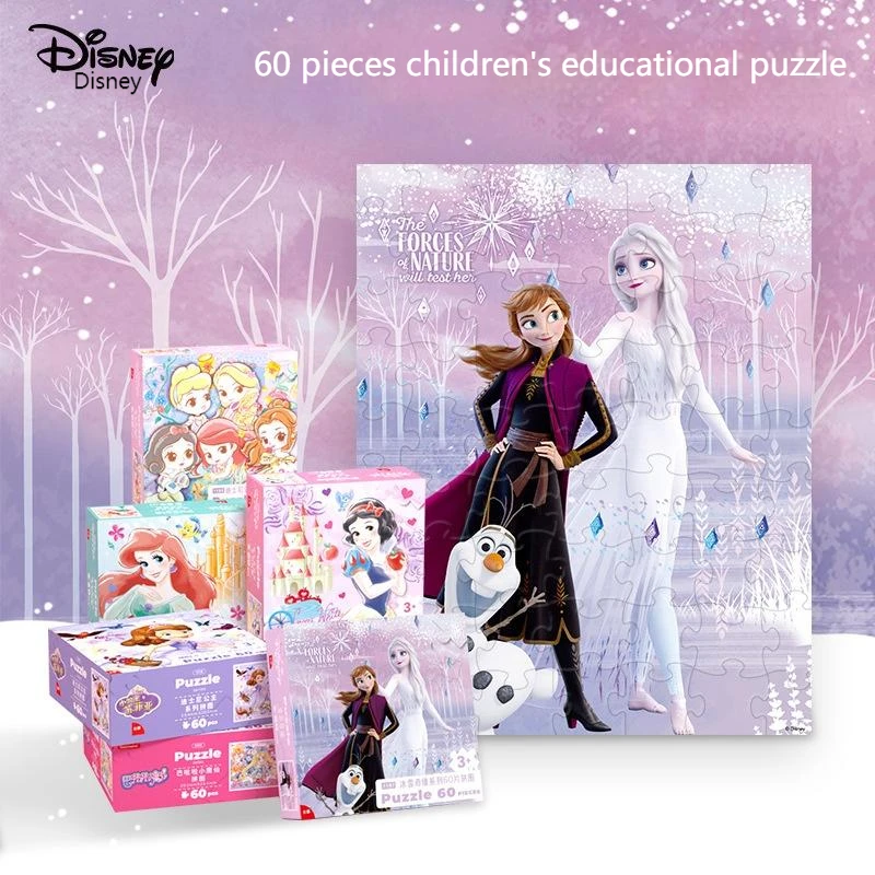 

Disney Puzzle Of Ice And Snow 60 Piece Paper Box For Children's Enlightenment Intelligence Development Early Education Toy Gifts