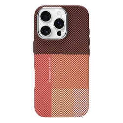 Ultra Thin Carbon Fiber Relief Texture MagSafe Case with Alloy Lens - Supports Wireless Charging - iPhone 15 (Red)