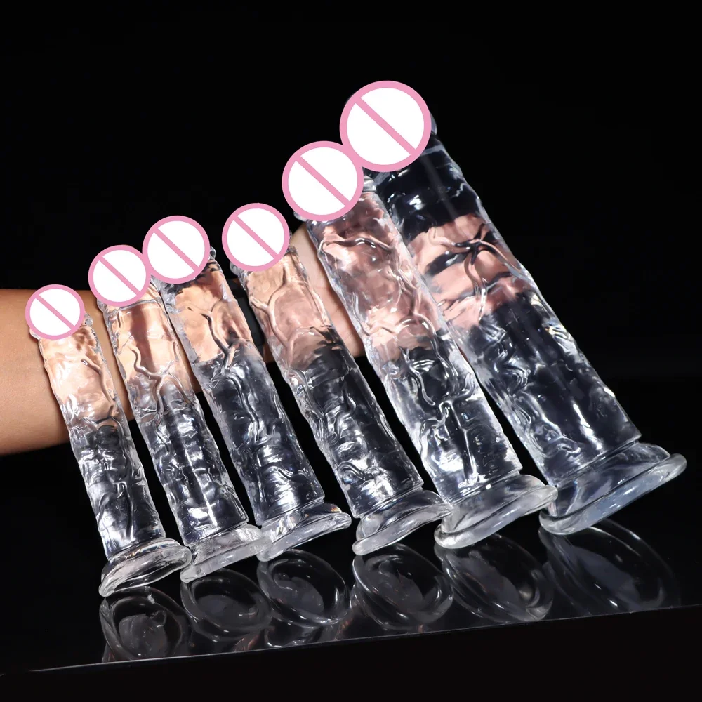 Realistic Clear Jelly Dildo with Suction Cup ButtPlug Anal Masturbating Tools Vaginal G-spot Stimulator Soft Penis for Beginners