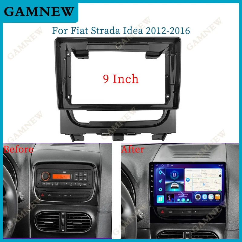 Autoradio Android Universale 2Din Da 9 Pollici Per Fiat Strada Idea 2012-2016 Pannello Auto Car Stereo Dvd Multimedia Frame