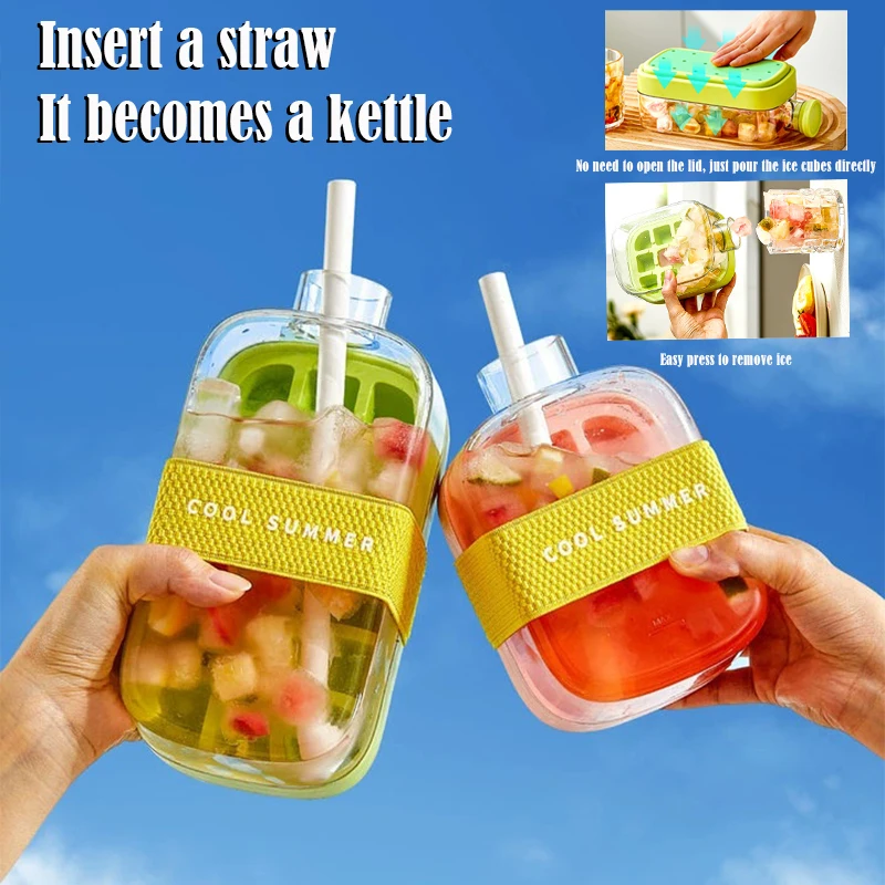 Ice Cube Mold Ice Tray With Lid Freezer Silicone Cube Straw Cable Tie Mold