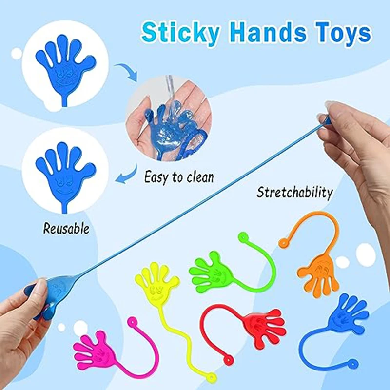 10/30/50pcs Sticky Hands For Kids Party Favor Stretchy Stress Relief Fidget Toys for Kids Funny Sticky Hands Classroom Prizes sticky hands
