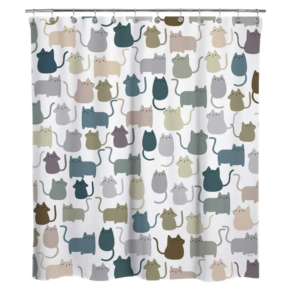 

Design Lovely Multicolor Cartoon Cats Shower Curtain,Cute Cats Kitten Animal Bathroom Decor Curtain with Hooks,Waterproof Fabric