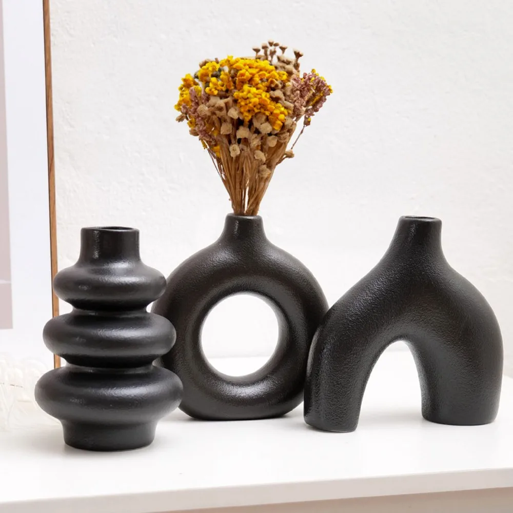 CAPIRON Set of 3 Ceramic Vases Nordic Decor Boho Centerpiece Wall Shelf Living Room Decoration Coffee Table Accessories Interior 6