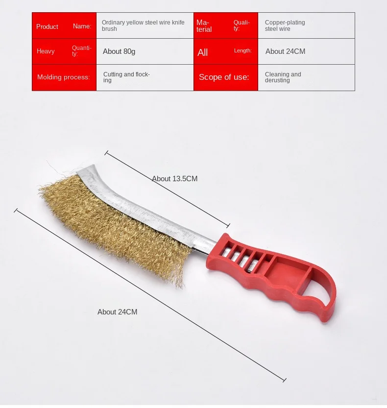 Multi-function Tool Wire Brush Copper Plated (Stainless Steel Brush, 1PCS) Long Handle Kitchen Grill Special Plate Rust Removal 6