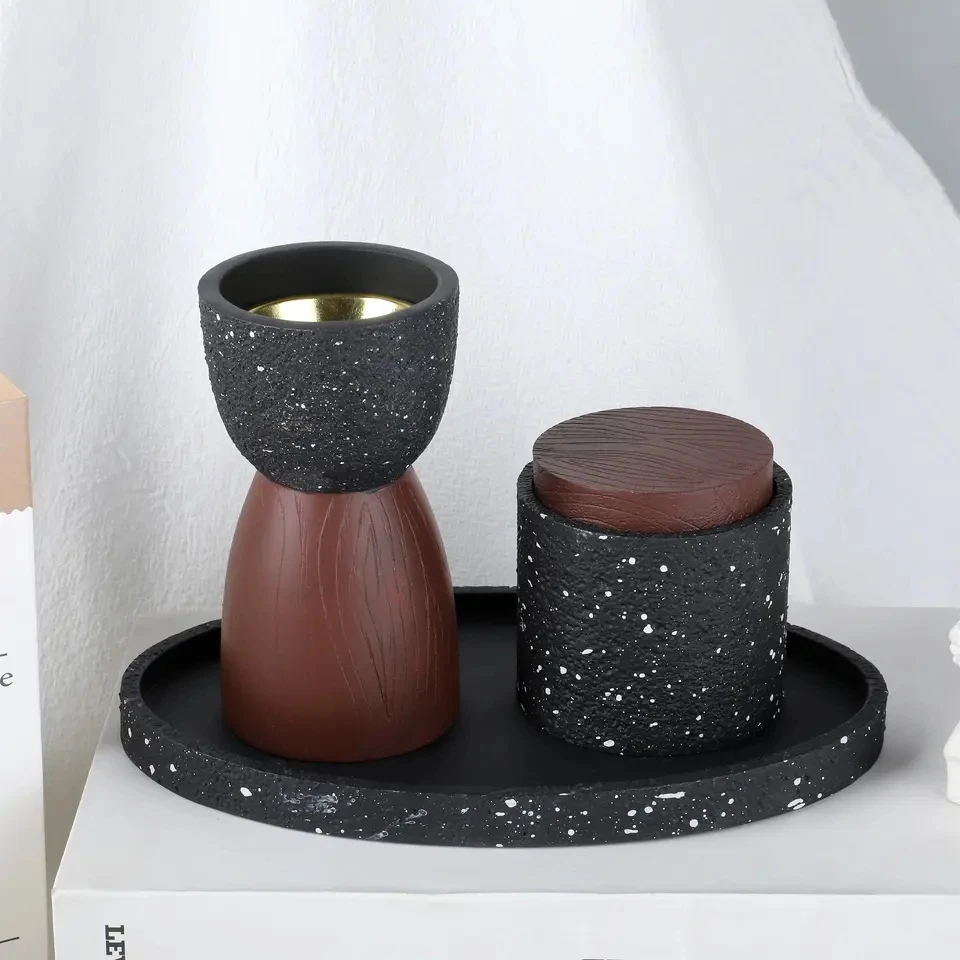 3 In 1 Incense Burner Set Arab Resin Aroma Diffuse Incense Holder Tower Sandalwood Cone Censers for Home Decoration Incense Base