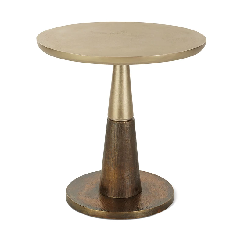 

European-style neo-classical light luxury solid wood small coffee table, light luxury small round table