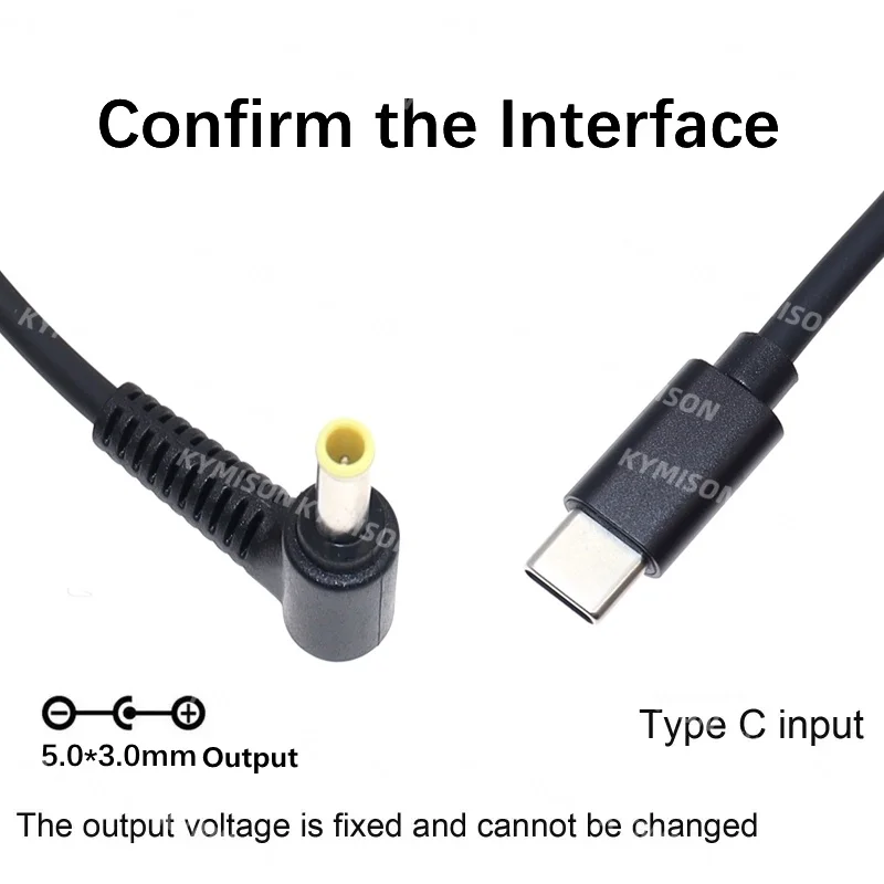 삼성 19V 3.16A 노트북 충전 어댑터 코드용 USB 타입 C PD-DC 충전 케이블 5.0x3.0mm - USB-C 전원 공급 케이블