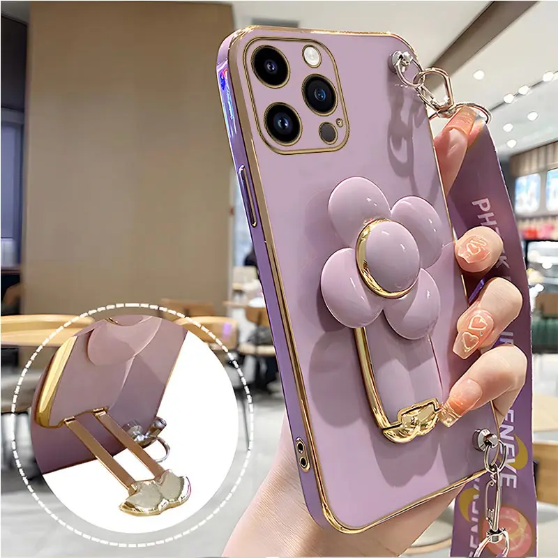 Coque avec support de moulin à vent rotatif, étui avec lanière pour iPhone 14 11 Pro 13 12 Mini 8 7 6 6S Plus 10 X Xr Xs Max SE 2020_voghion.com