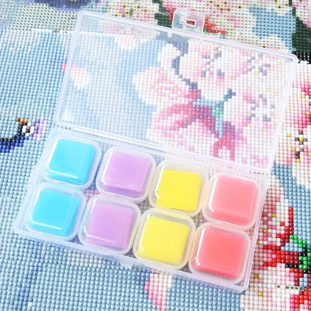 8 Boxes Colorful Diamond Painting Glue Clay Diamond Painting Wax Clay with Dust proof Box DIY