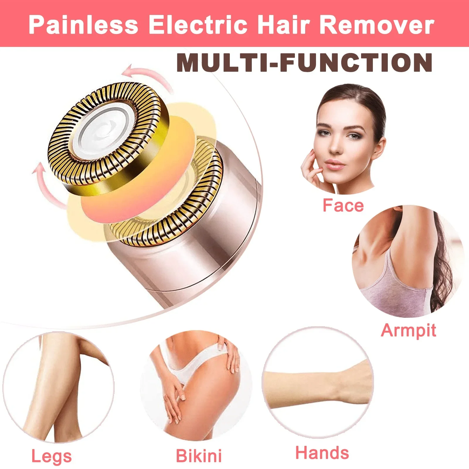 Portable Lipstick-Shaped Electric Epilator Painless Eyebrow Trimmer Facial Hair Removal Home Shaving Body Hair Remover