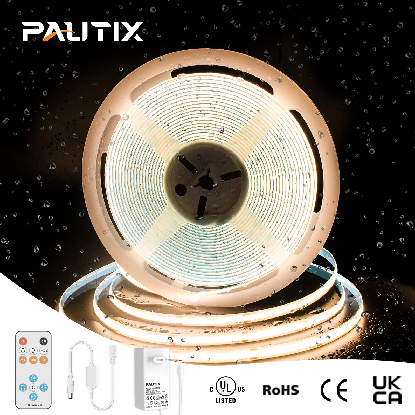 Светодиодная лента PAUTIX DC 24 В IP65, водонепроницаемая, 10 м, 480 светодиодов/м