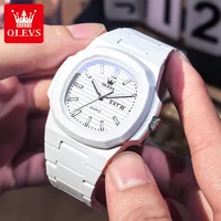OLEVS Luxury Man Wristwatch Waterproof Date Luminous Watch for Men White Resin Men's Quartz Watches reloj hombre 1