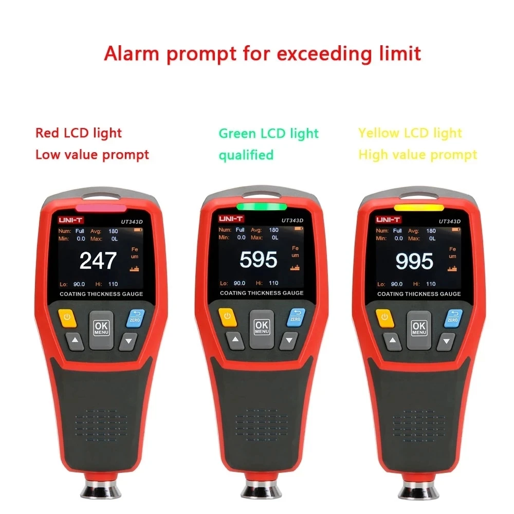 UNI-T UT343D Coating Thickness Gauge Automotive Paint Film Thickness Tester Measure FE/NFE Paint Tools paint coating meter paint thickness gauge thickness gauge