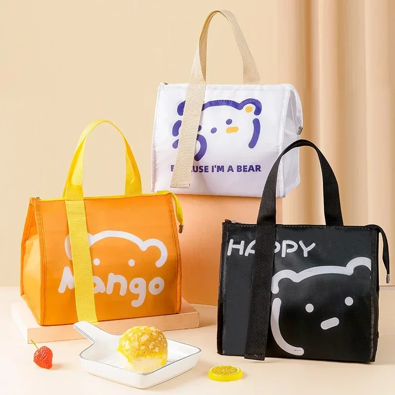 Cartoon Portable Thermal Lunch Box Bags for Women Kids Food Storage Handbags Travel Picnic Pouch Insulated Cooler Bento Bag