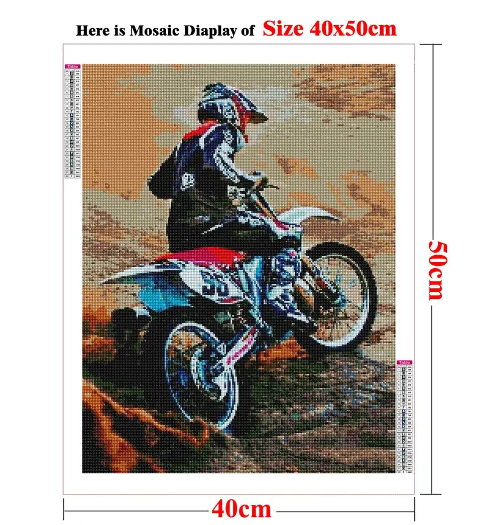New Full Round Diamond Painting Cross Stitch Motor Biker and Motorcycle 5D DIY Bikecross Gems Art Painting Mosaic Kit Decor