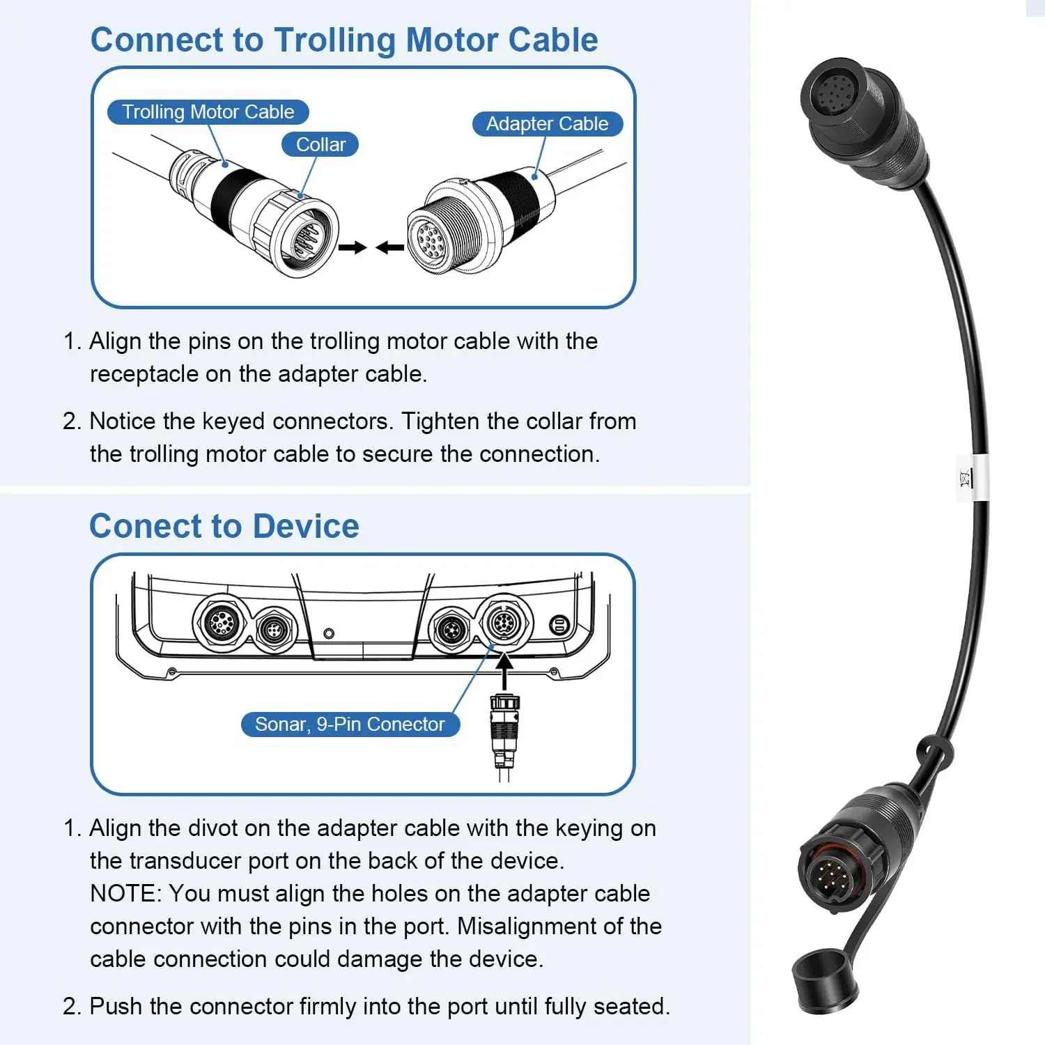 Replacement for 1852079 DSC (Dual Spectrum Chirp) Adapter Cable/MKR-DSC-16 Lowrance 9-PIN Adapter Cable for 2D Sonar only