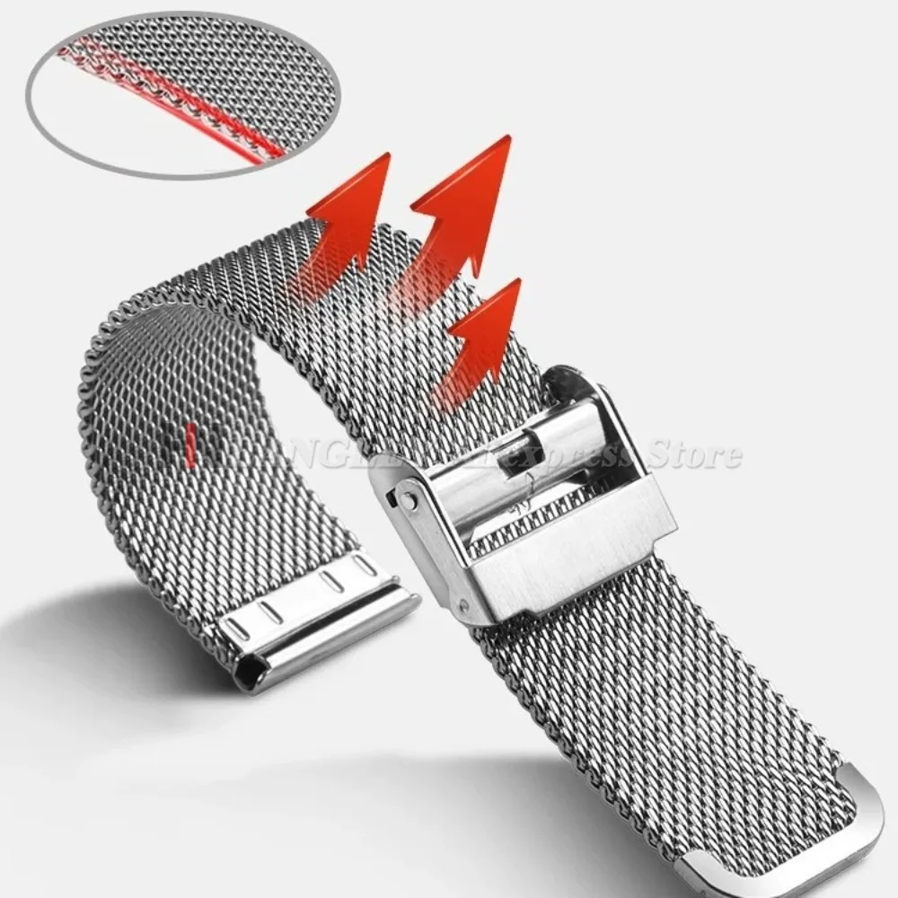 Elegant Milanese Stainless Steel Mesh Watch Band with Quick Release Strap