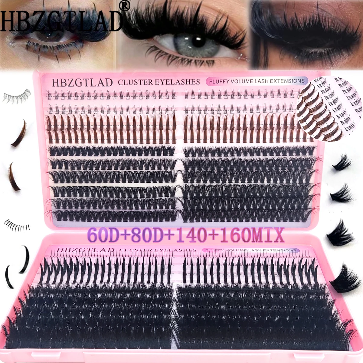Large Capacity Eyelash Book 5D Fluffy 60D-300D Eyelash Bundle Mange Eyelash Nail Effect Fairy Anime Eyelashes Multiple Mixed Sty