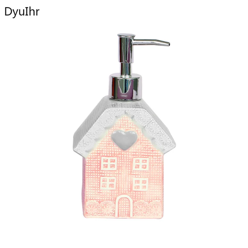 Split bottle Creative pink ceramic hand sanitizer bottle Bathroom and toiletries Bathroom accessories 300ml Lotion