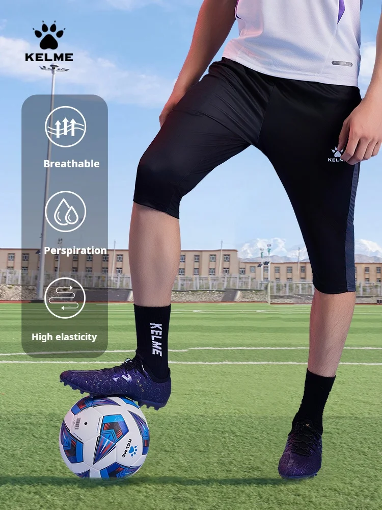 Kelme Men's Sports Cropped Pants Knitted Football Training Fitness Running Shorts