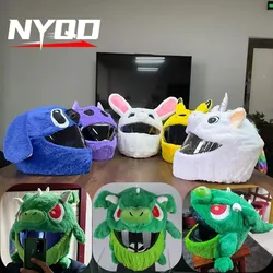 Motorcycle Helmet Protection Headgear Cover Rabbit Cartoon Fluffy Plush Fun Personalized Helmets Cover Increase Riding Fun
