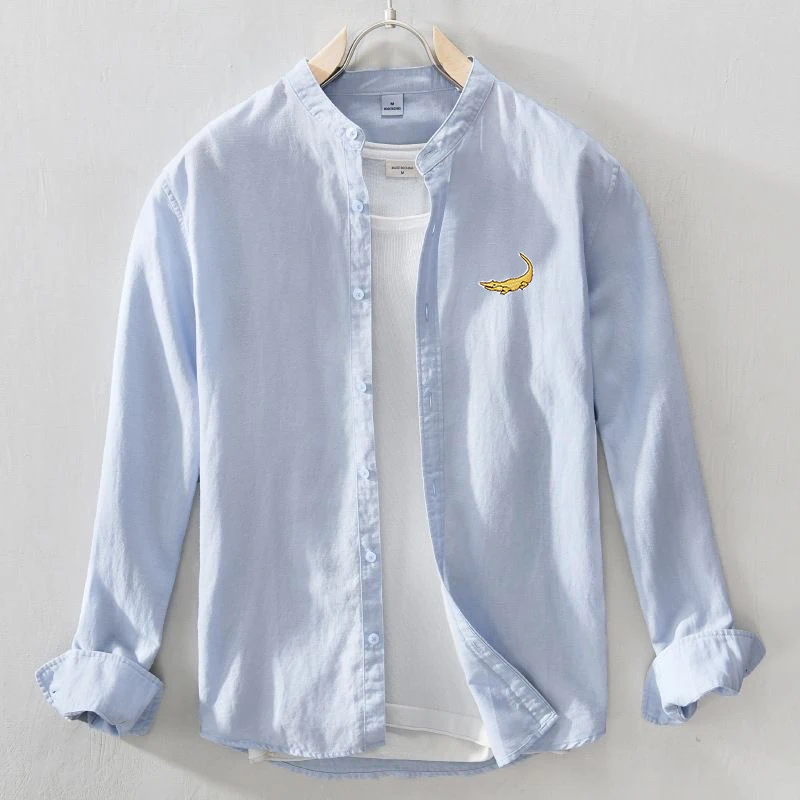 

Crease-Resistance Shirts Men Summer New Long Sleeved Cotton Linen Shirt Business Casual Loose Fitting High Elasticity Shirts