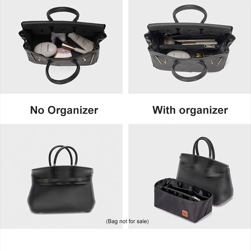 Satin Insert Bag Organizer for H-Birkin Bags 25 30 35 Handbag Organizer Portable Cosmetic Women Bag Travel Purse Organizer