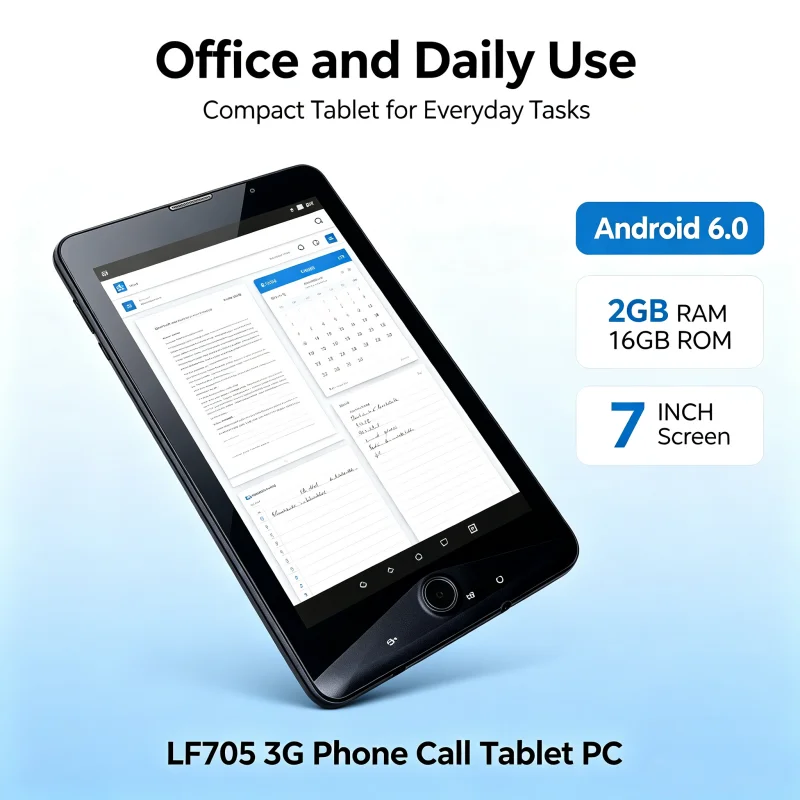 7 INCH 2GB RAM 16GB ROM LF705 3G Phone Call Tablet PC Android 6.0 MTK8735 Quad-Core 2 X Sim Card 1024 X 600 Pixels